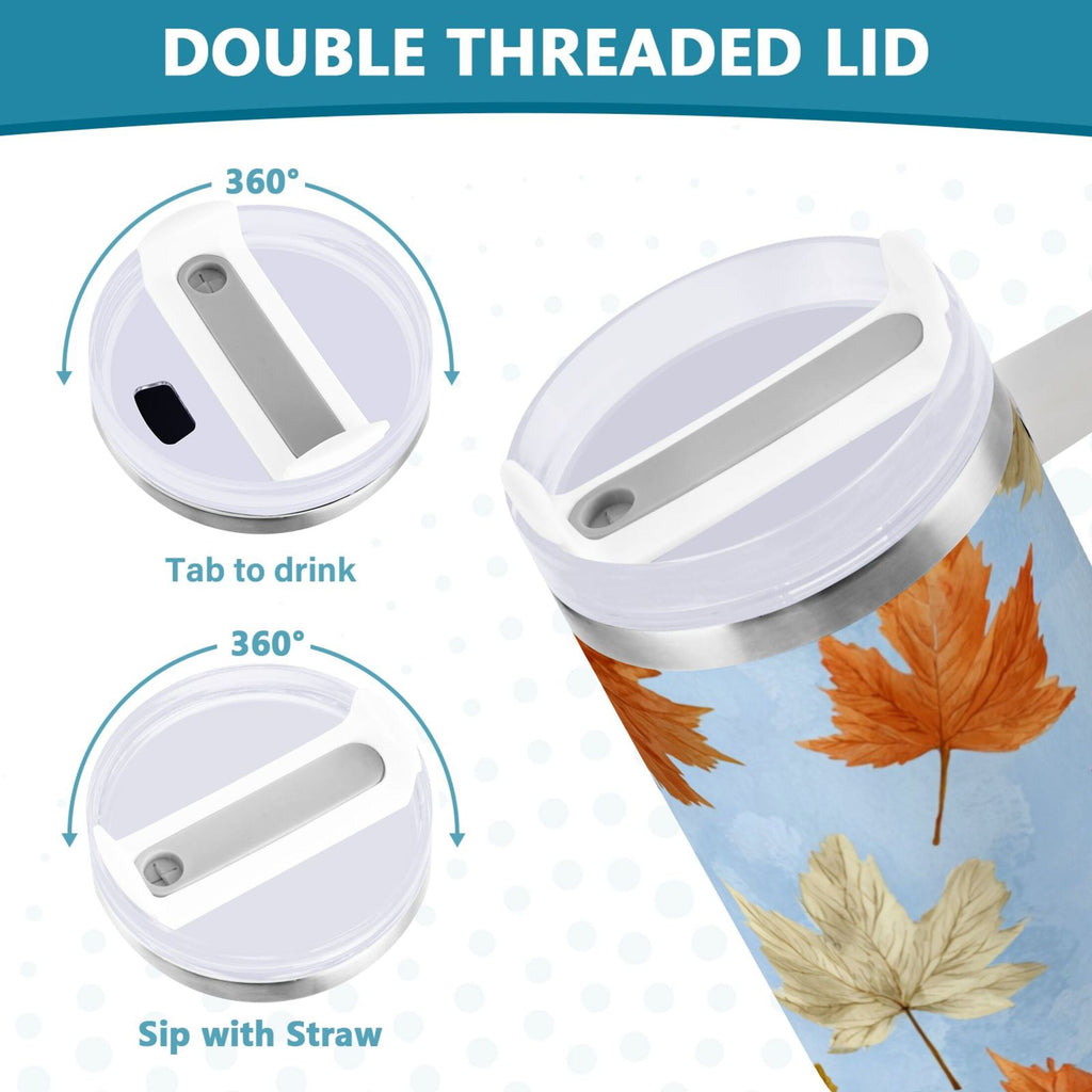 30 oz Insulated Stainless Steel Tumbler Double Wall Stainless Steel Tumbler with 2-Way Drinking Autumn Maple Leaves 0T6P