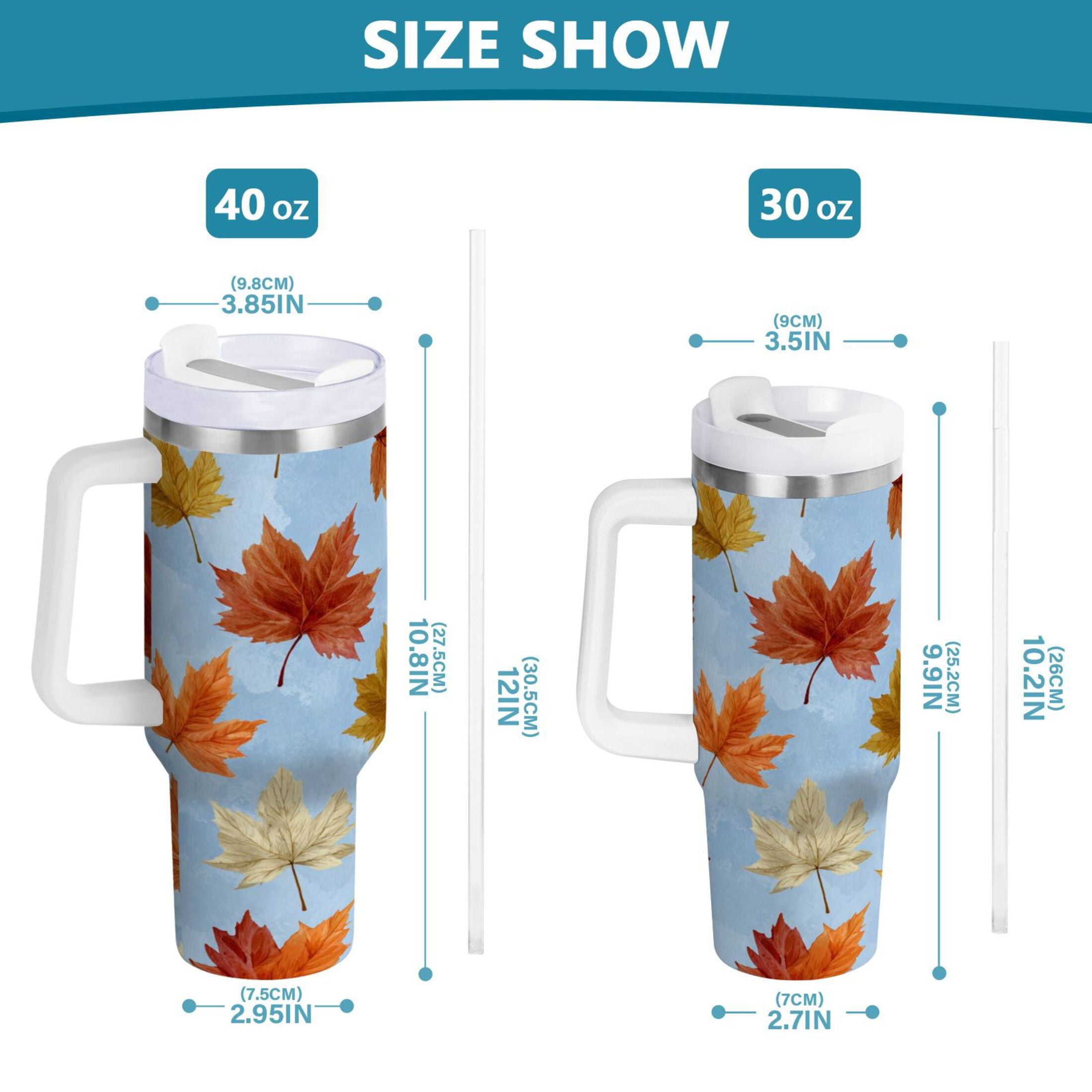 30 oz Insulated Stainless Steel Tumbler Double Wall Stainless Steel Tumbler with 2-Way Drinking Autumn Maple Leaves 0T6P