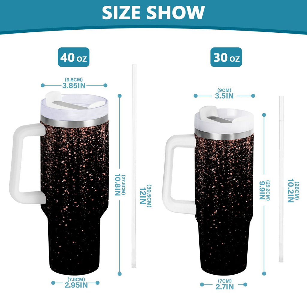 40 oz Insulated Stainless Steel Tumbler Double Wall Stainless Steel Tumbler with 2-Way Drinking Rose Gold Glitter Z5NQ