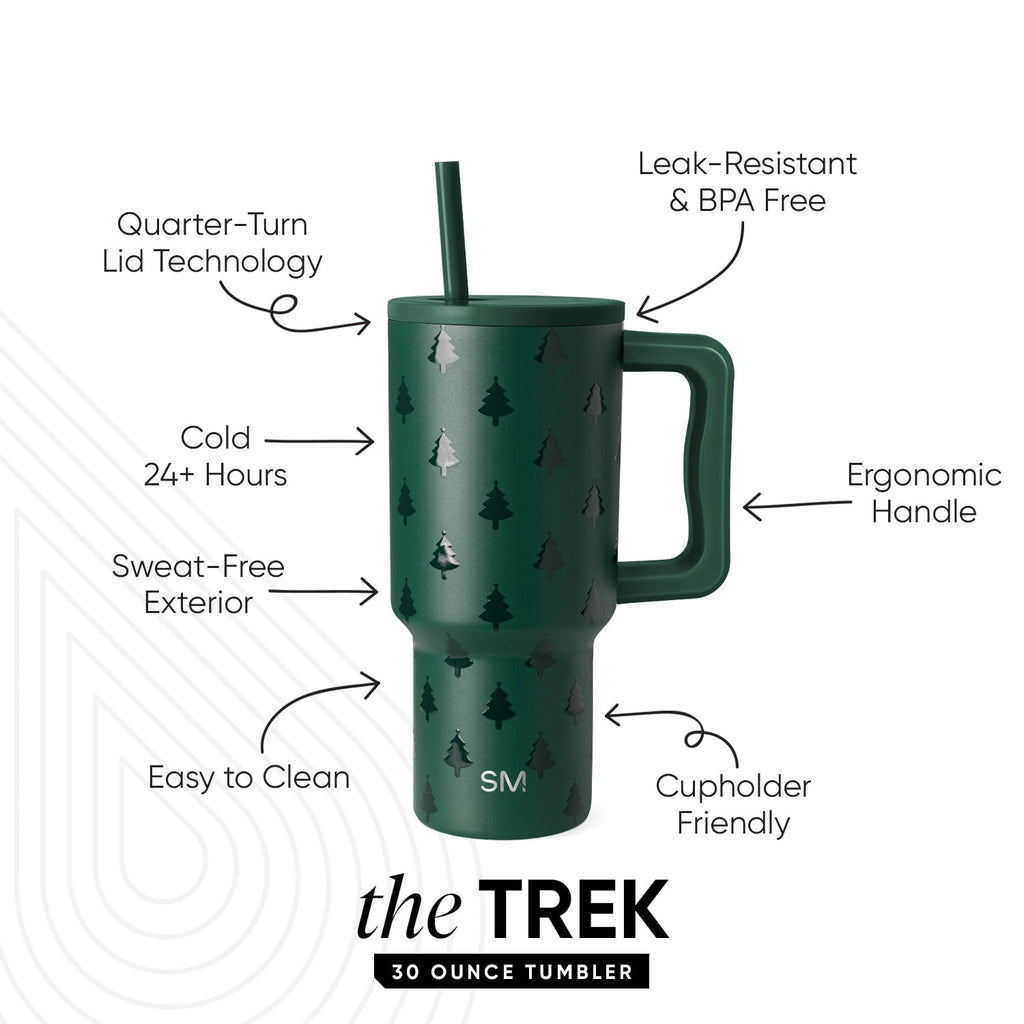 Simple Modern 30 fl oz Insulated Stainless Steel Trek Tumbler with Straw Lid | Seaglass Sage and Cream Checkmate 23VN