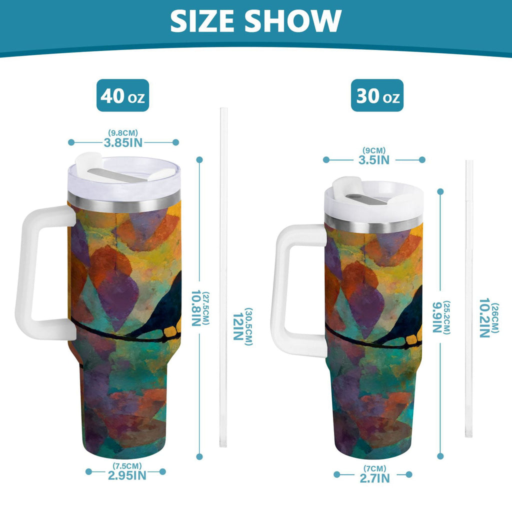 30 oz Insulated Stainless Steel Tumbler Double Wall Stainless Steel Tumbler with 2-Way Drinking Birds on A Wire NDNH