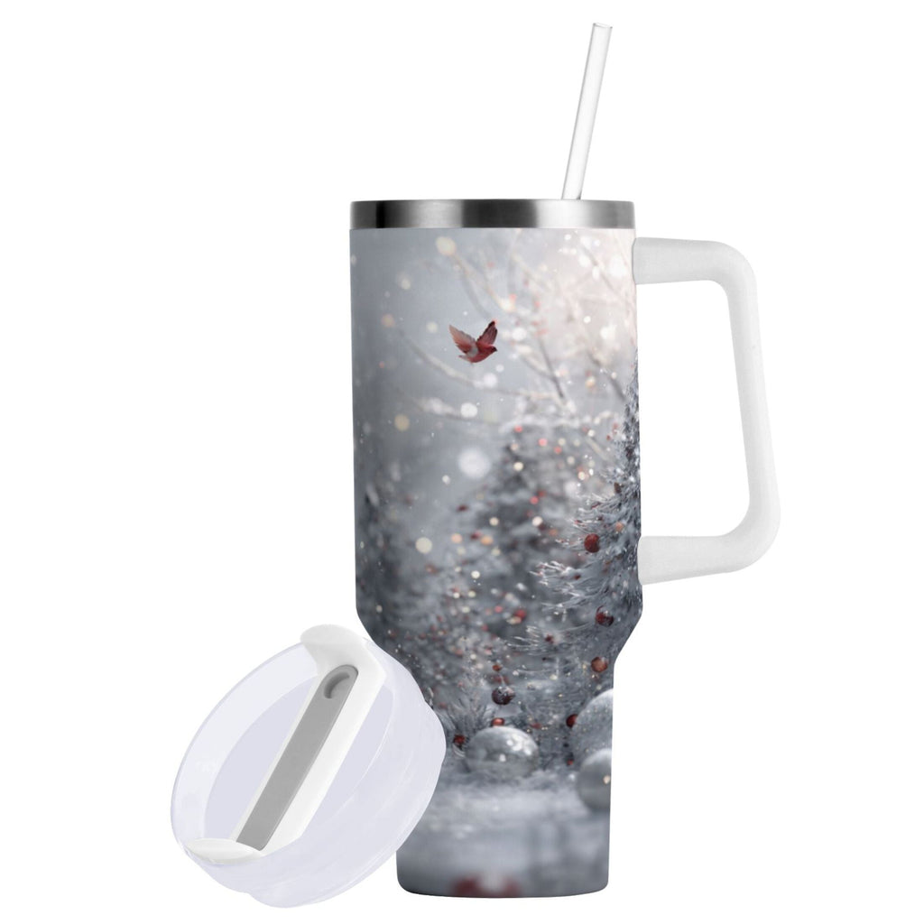 30 oz Insulated Stainless Steel Tumbler Double Wall Stainless Steel Tumbler with 2-Way Drinking Snowy Winter Landscape J5V7