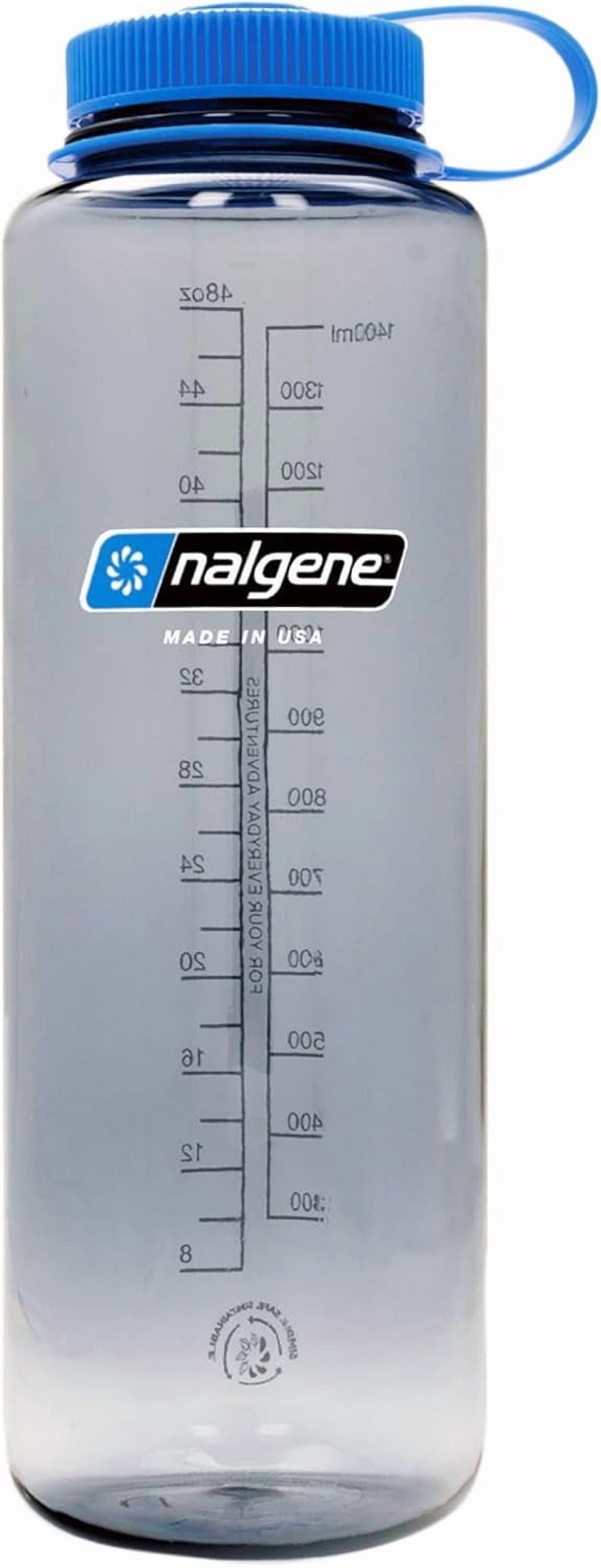Nalgene Sustain Tritan BPA-Free Water  Made with Material Derived from 50% Plastic Waste (using ISCC certified mass balance), 48 OZ, Wide Mouth, Aubergine UU69