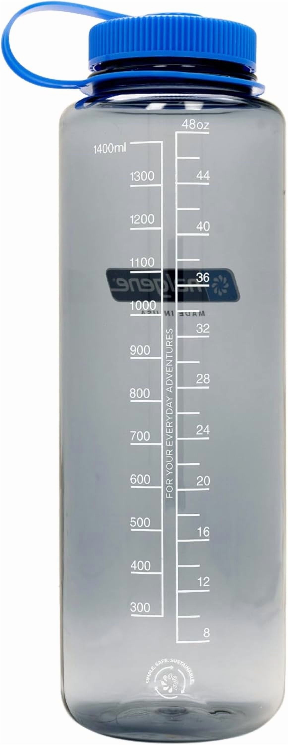 Nalgene Sustain Tritan BPA-Free Water  Made with Material Derived from 50% Plastic Waste (using ISCC certified mass balance), 48 OZ, Wide Mouth, Aubergine UU69