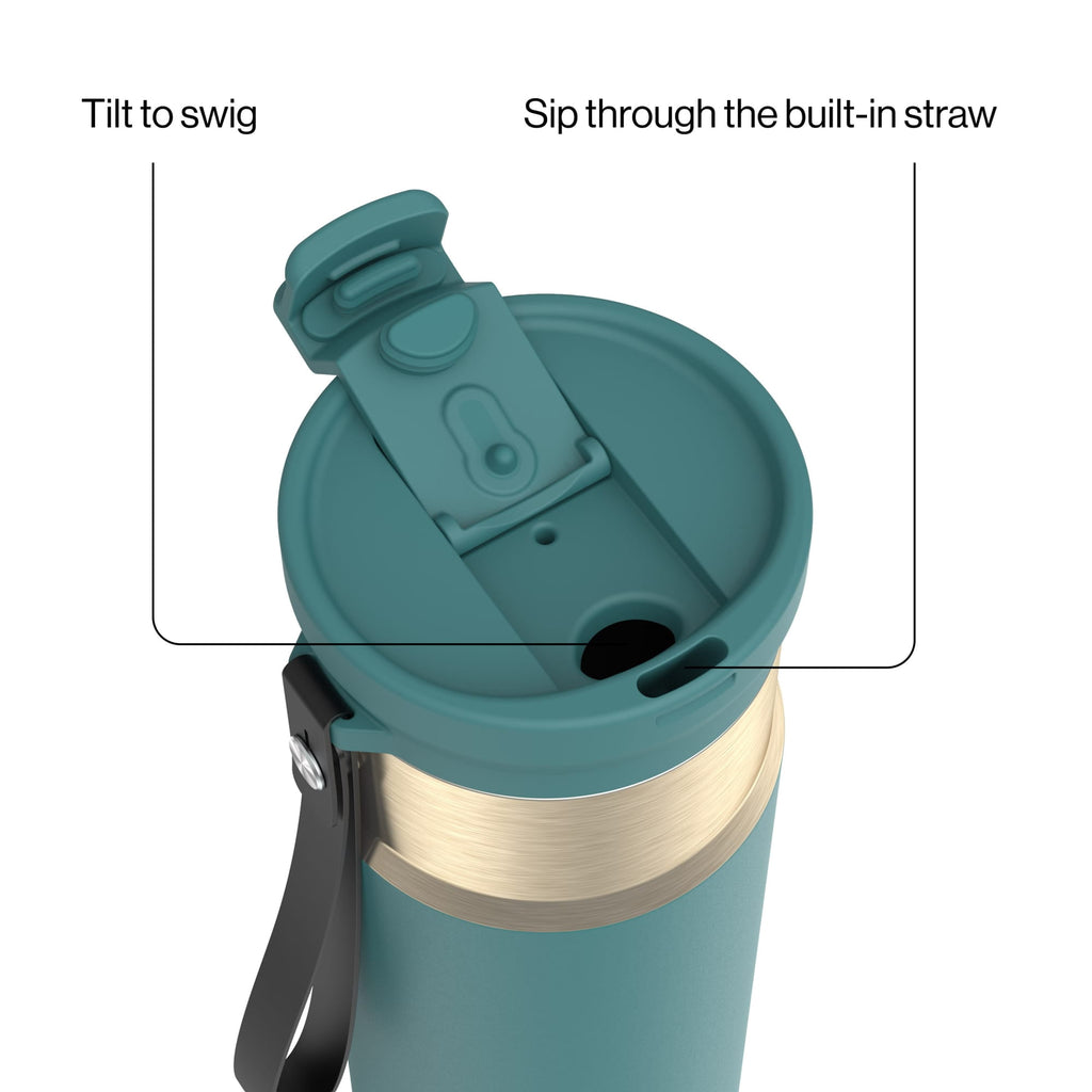 Contigo DualSip 24 oz Leakproof Insulated Water Bottle with Carrying Strap and 2-Way Lid CWXR