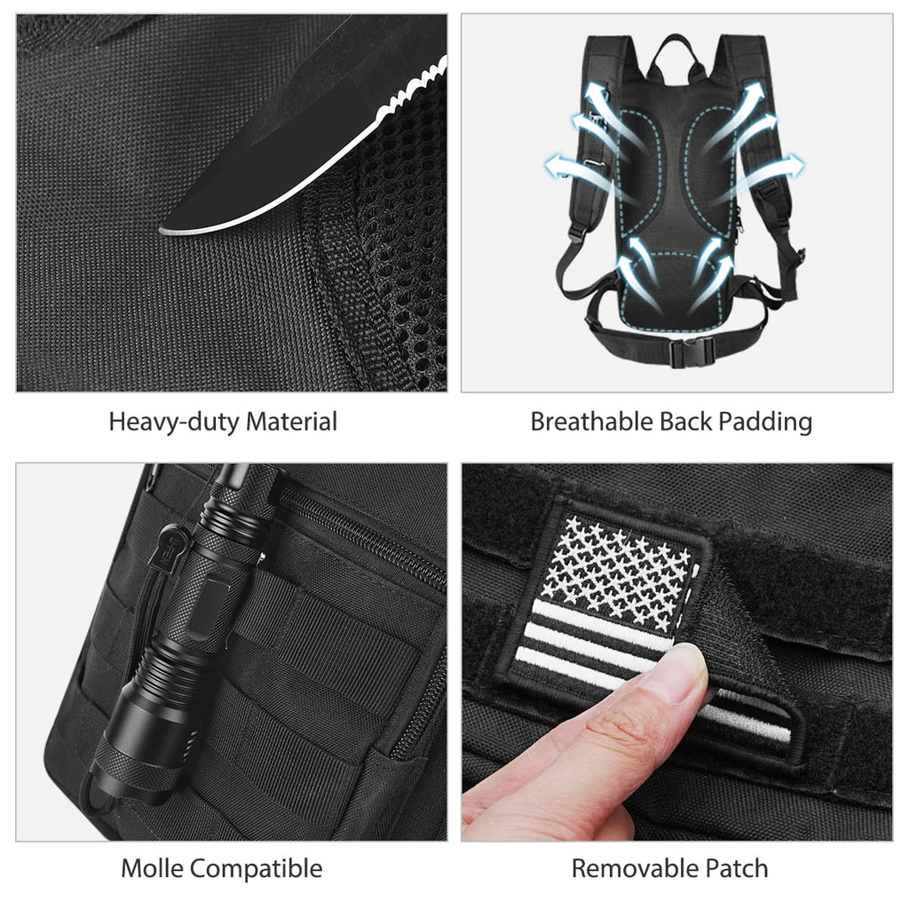 Brightify 17L Hydration Backpack with 3L TPU Water Bladder, Camel Backpack Hydration Pack for Hiking Hunting Climbing Cycling Biking Running, Molle Compatible Water Backpack for Men Women, Black LMBM