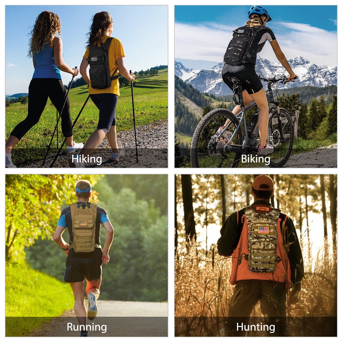 Brightify 17L Hydration Backpack with 3L TPU Water Bladder, Camel Backpack Hydration Pack for Hiking Hunting Climbing Cycling Biking Running, Molle Compatible Water Backpack for Men Women, Black LMBM