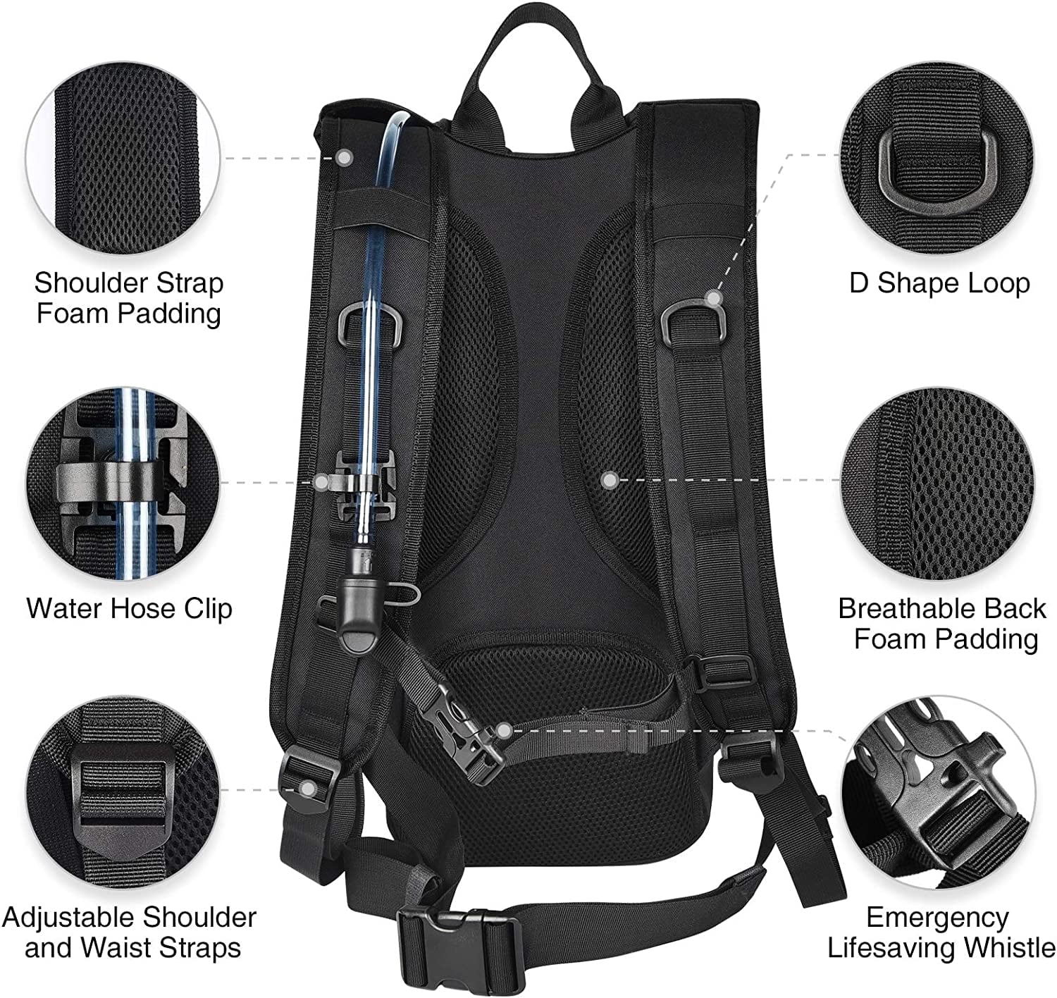 Brightify 17L Hydration Backpack with 3L TPU Water Bladder, Camel Backpack Hydration Pack for Hiking Hunting Climbing Cycling Biking Running, Molle Compatible Water Backpack for Men Women, Black LMBM