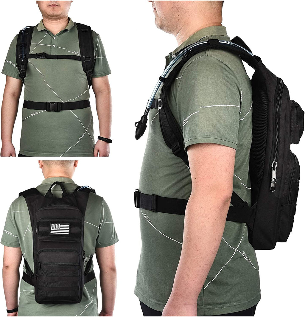 Brightify 17L Hydration Backpack with 3L TPU Water Bladder, Camel Backpack Hydration Pack for Hiking Hunting Climbing Cycling Biking Running, Molle Compatible Water Backpack for Men Women, Black LMBM