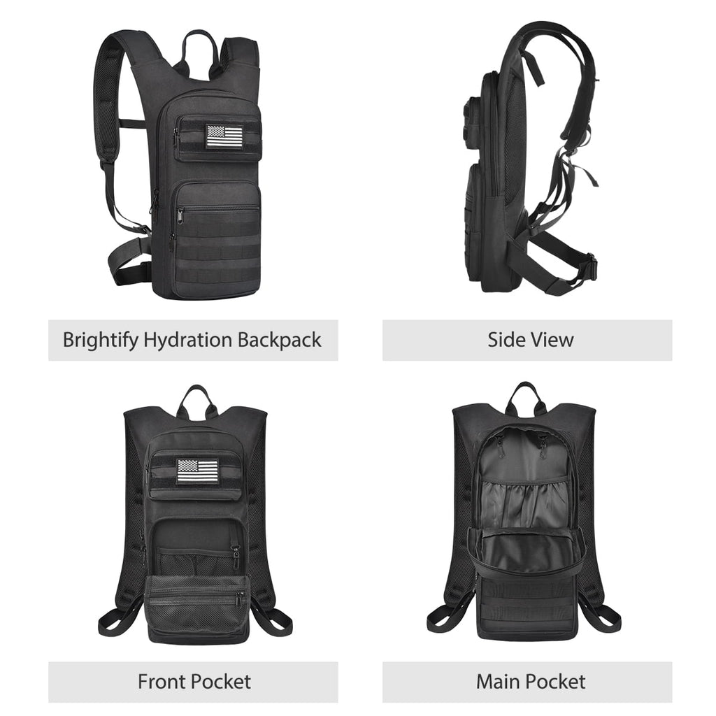 Brightify 17L Hydration Backpack with 3L TPU Water Bladder, Camel Backpack Hydration Pack for Hiking Hunting Climbing Cycling Biking Running, Molle Compatible Water Backpack for Men Women, Black LMBM