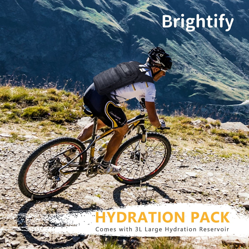 Brightify 17L Hydration Backpack with 3L TPU Water Bladder, Camel Backpack Hydration Pack for Hiking Hunting Climbing Cycling Biking Running, Molle Compatible Water Backpack for Men Women, Black LMBM