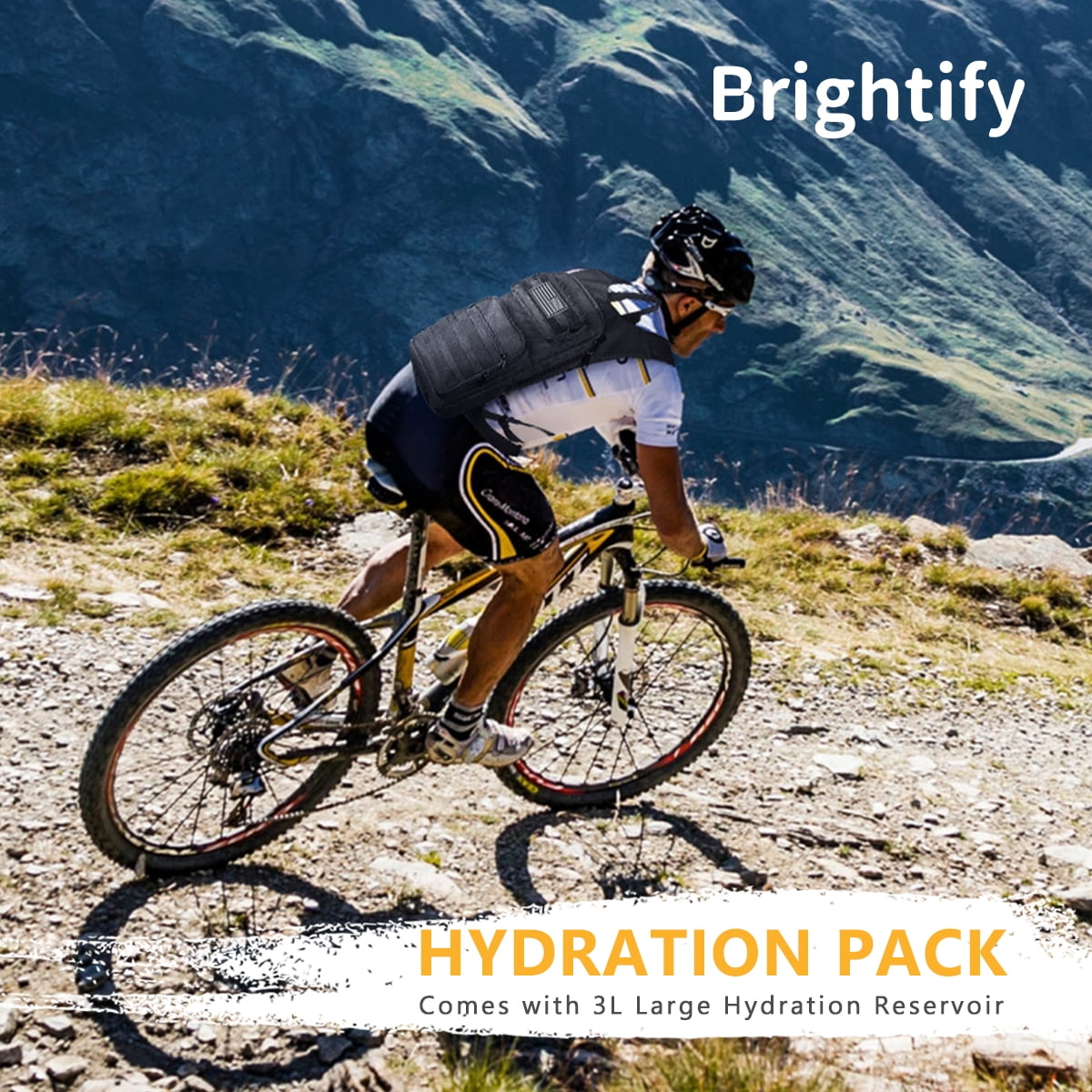 Brightify 17L Hydration Backpack with 3L TPU Water Bladder, Camel Backpack Hydration Pack for Hiking Hunting Climbing Cycling Biking Running, Molle Compatible Water Backpack for Men Women, Black LMBM