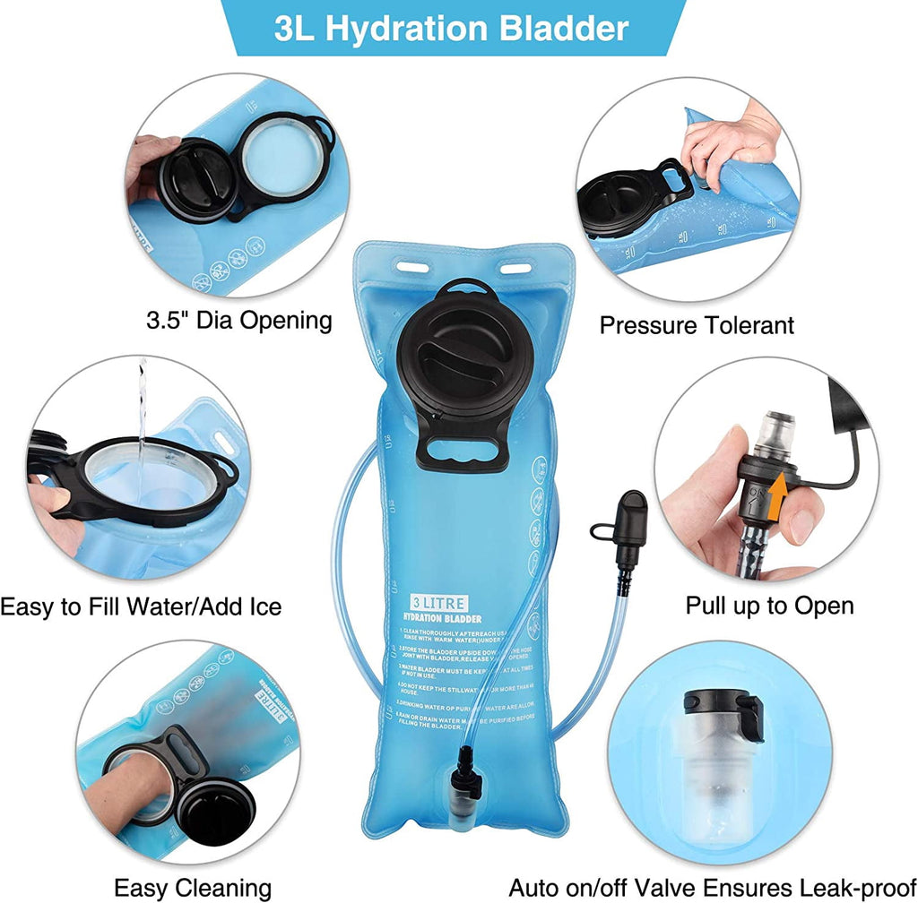 Brightify 17L Hydration Backpack with 3L TPU Water Bladder, Camel Backpack Hydration Pack for Hiking Hunting Climbing Cycling Biking Running, Molle Compatible Water Backpack for Men Women, Black LMBM