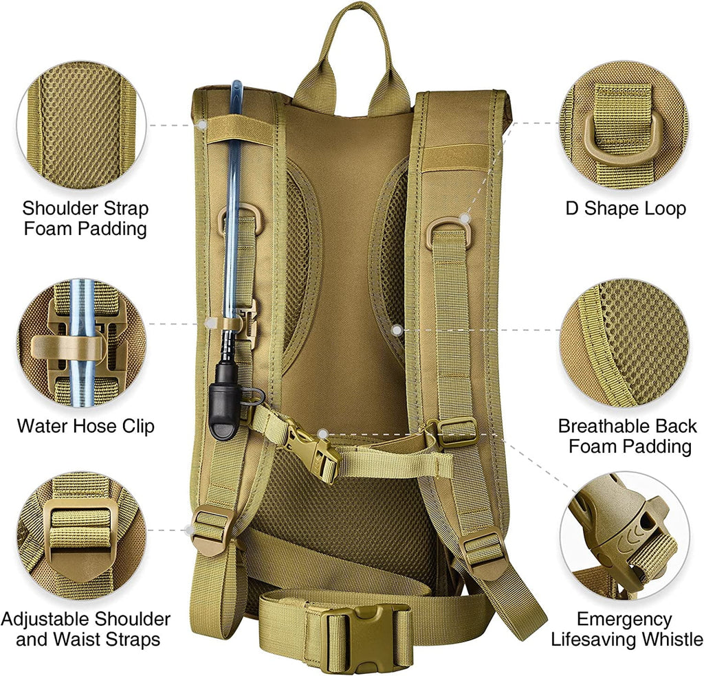 Brightify 17L Hydration Backpack with 3L TPU Water Bladder, Camel Backpack Hydration Pack for Hiking Hunting Climbing Cycling Biking Running, Molle Compatible Water Backpack for Men Women, Black LMBM