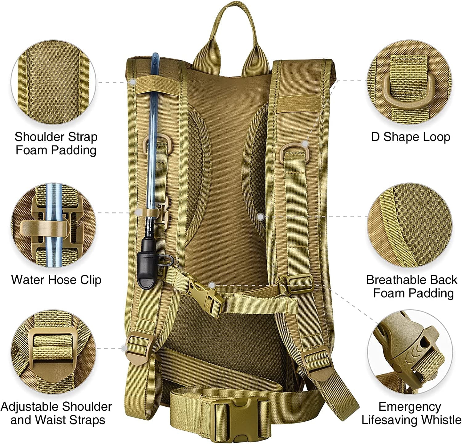 Brightify 17L Hydration Backpack with 3L TPU Water Bladder, Camel Backpack Hydration Pack for Hiking Hunting Climbing Cycling Biking Running, Molle Compatible Water Backpack for Men Women, Black LMBM