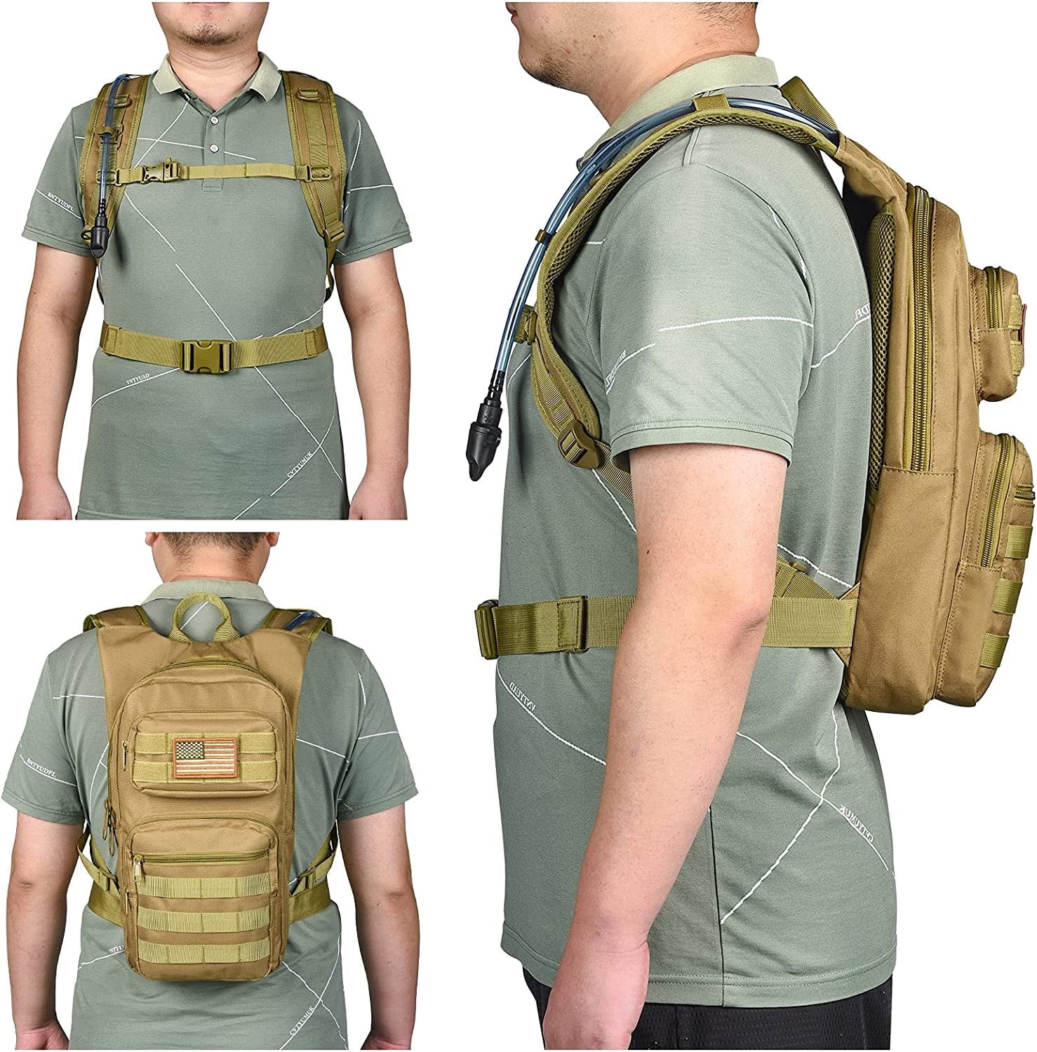 Brightify 17L Hydration Backpack with 3L TPU Water Bladder, Camel Backpack Hydration Pack for Hiking Hunting Climbing Cycling Biking Running, Molle Compatible Water Backpack for Men Women, Black LMBM