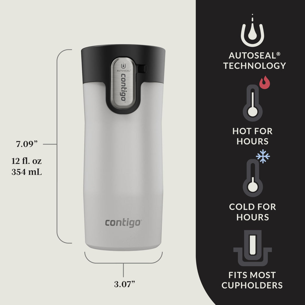 Contigo AUTOSEAL West Loop Vacuum-Insulated Stainless Steel Travel Mug with Easy-Clean Lid, 12oz CE8M