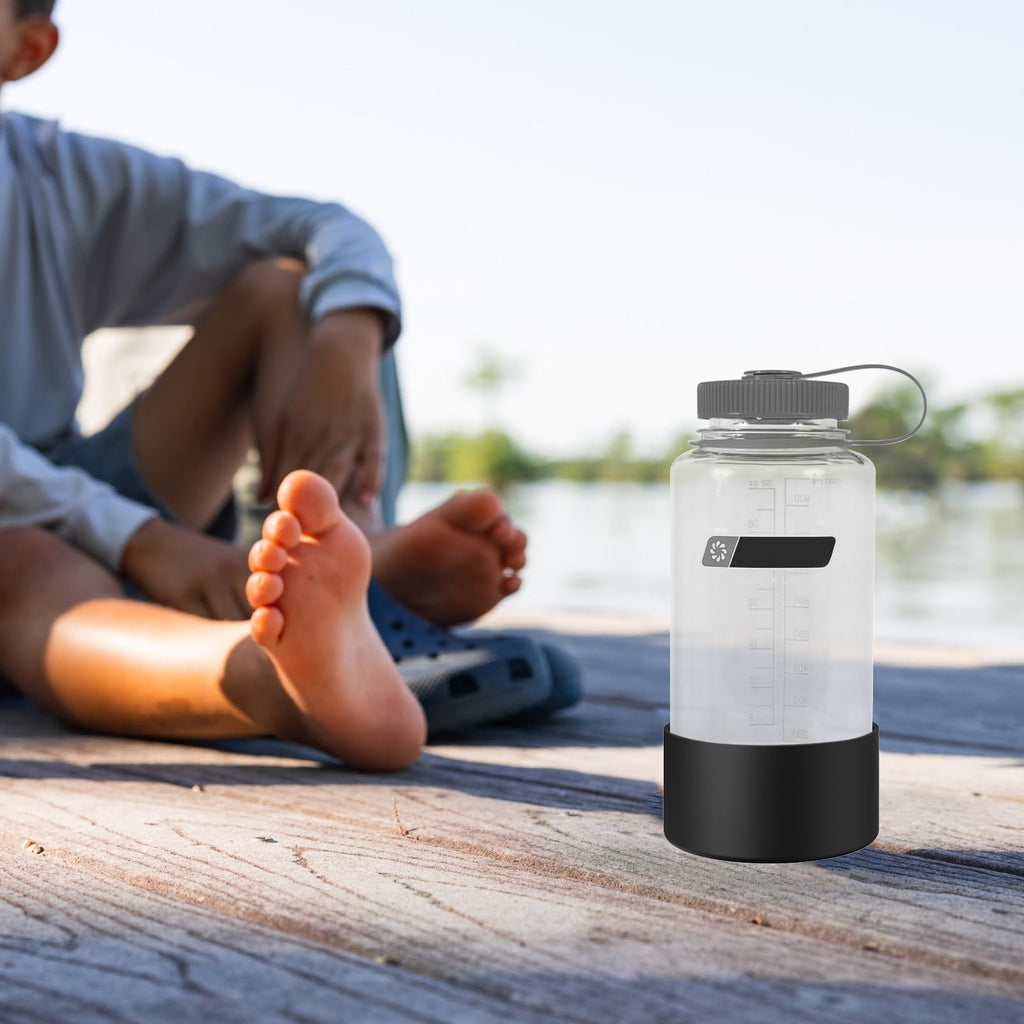 Linkidea 2 Pack Water Bottle Boot Compatible with Nalgene Sustain Wide Mouth 32oz/48oz, Narrow Mouth 32oz, Silicone Anti-Slip Bottle Bottom Bumper Protector (Black) S1GG