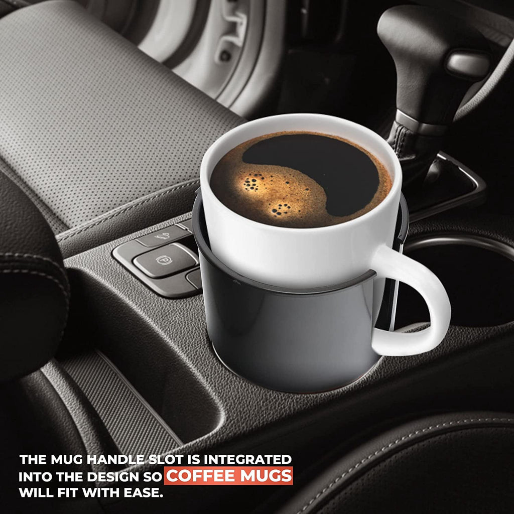 Cup Holder Expander - Fits Hydro Flasks 32/40 oz, Nalgene,  &amp; Large Bottles up to 3.8  Wide - for  up to 3.2  Wide - Black I4IE