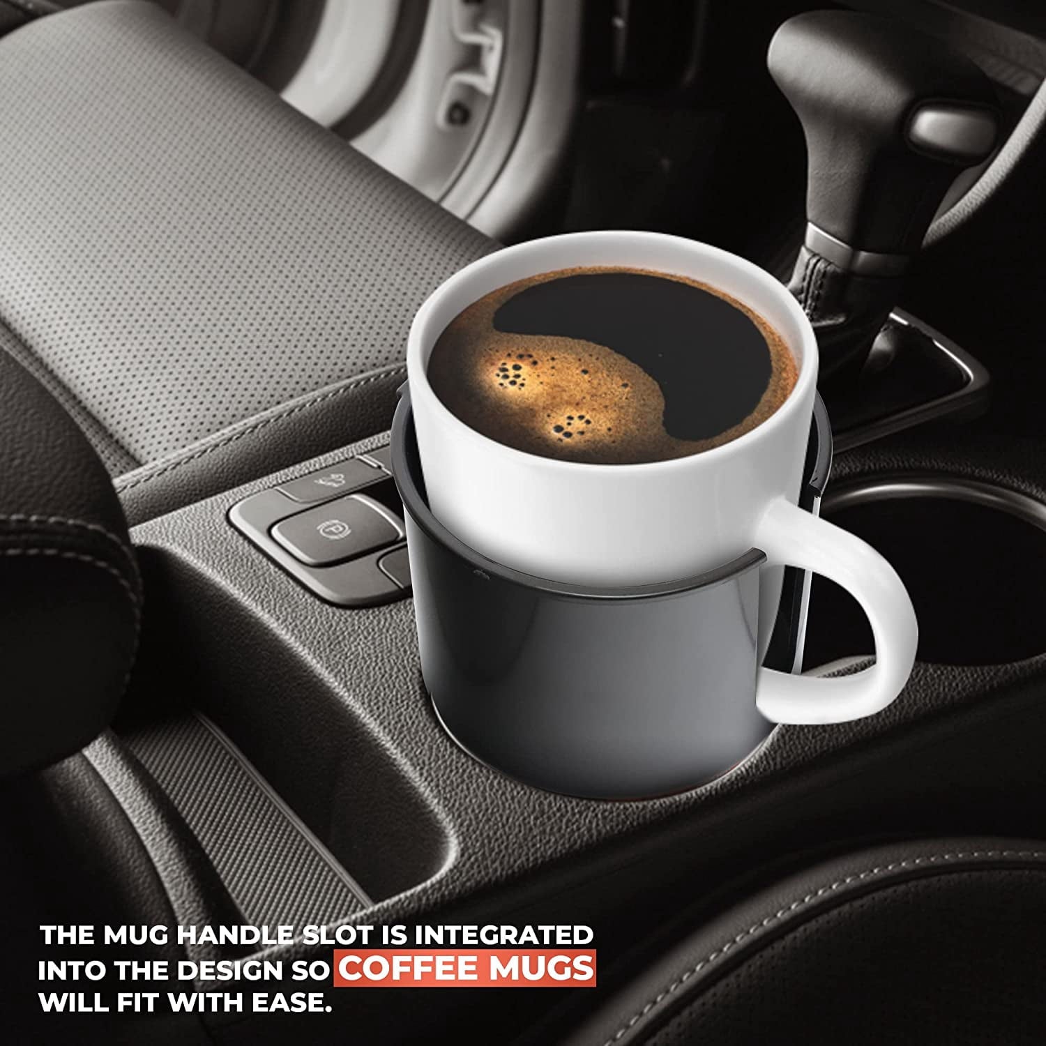 Cup Holder Expander - Fits Hydro Flasks 32/40 oz, Nalgene,  &amp; Large Bottles up to 3.8  Wide - for  up to 3.2  Wide - Black I4IE