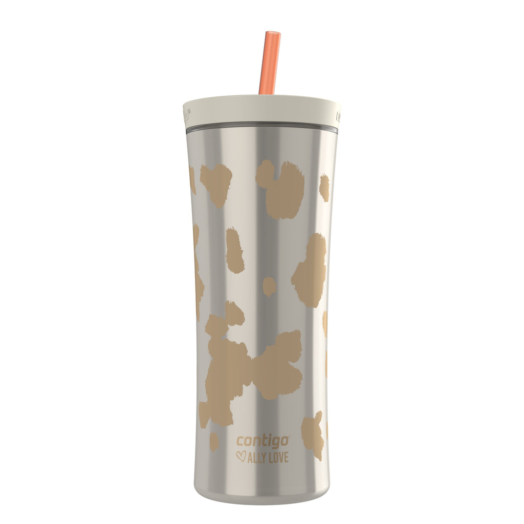 Contigo 20oz Shake &amp; Go Tumbler, Plastic with Straw, Oatmilk Cowhide Couture BNAN