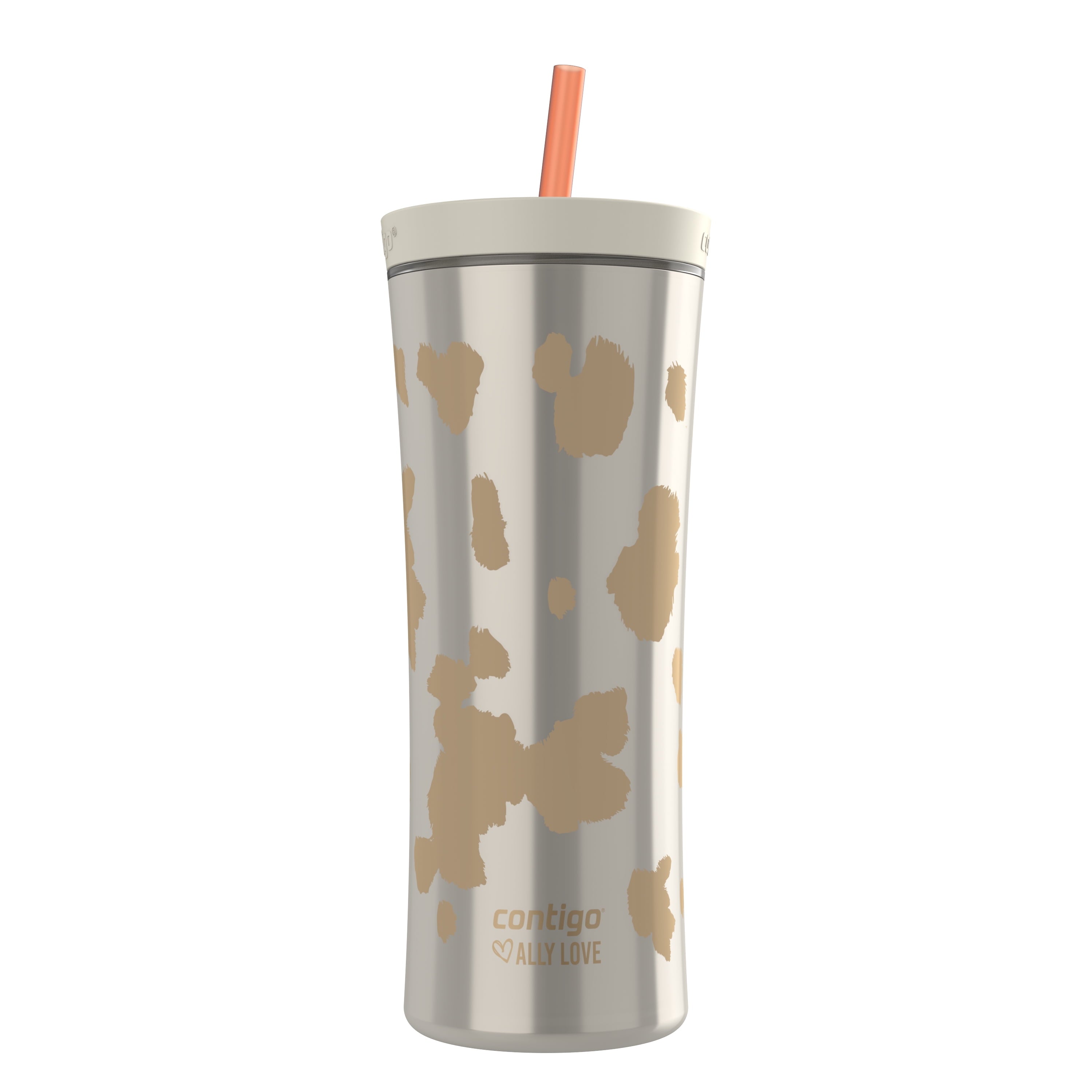 Contigo 20oz Shake &amp; Go Tumbler, Plastic with Straw, Oatmilk Cowhide Couture BNAN
