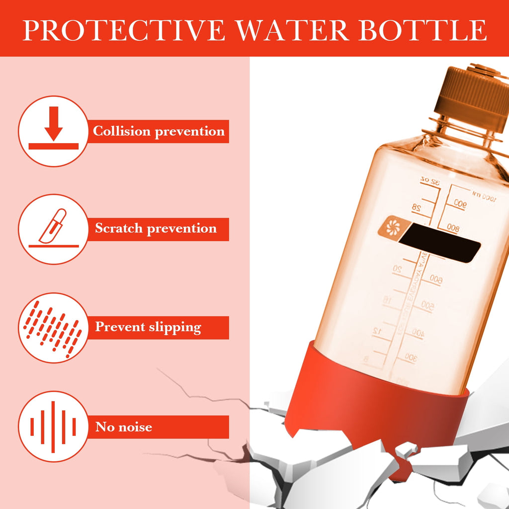 Linkidea 2 Pack Water Bottle Boot Compatible with Nalgene Sustain Wide Mouth 32oz/48oz, Narrow Mouth 32oz, Silicone Anti-Slip Bottle Bottom Bumper Protector (Red) DMDM