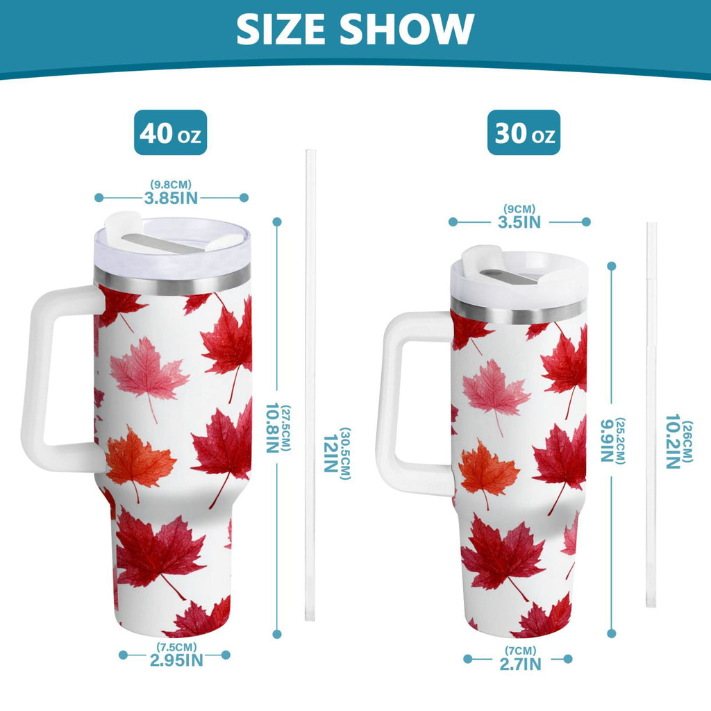 30 oz Insulated Stainless Steel Tumbler Double Wall Stainless Steel Tumbler with 2-Way Drinking Vibrant Red Maple Leaves 4CGE
