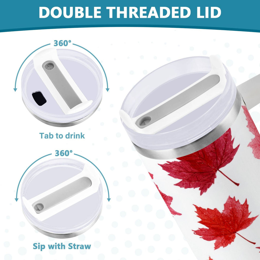 30 oz Insulated Stainless Steel Tumbler Double Wall Stainless Steel Tumbler with 2-Way Drinking Vibrant Red Maple Leaves 4CGE