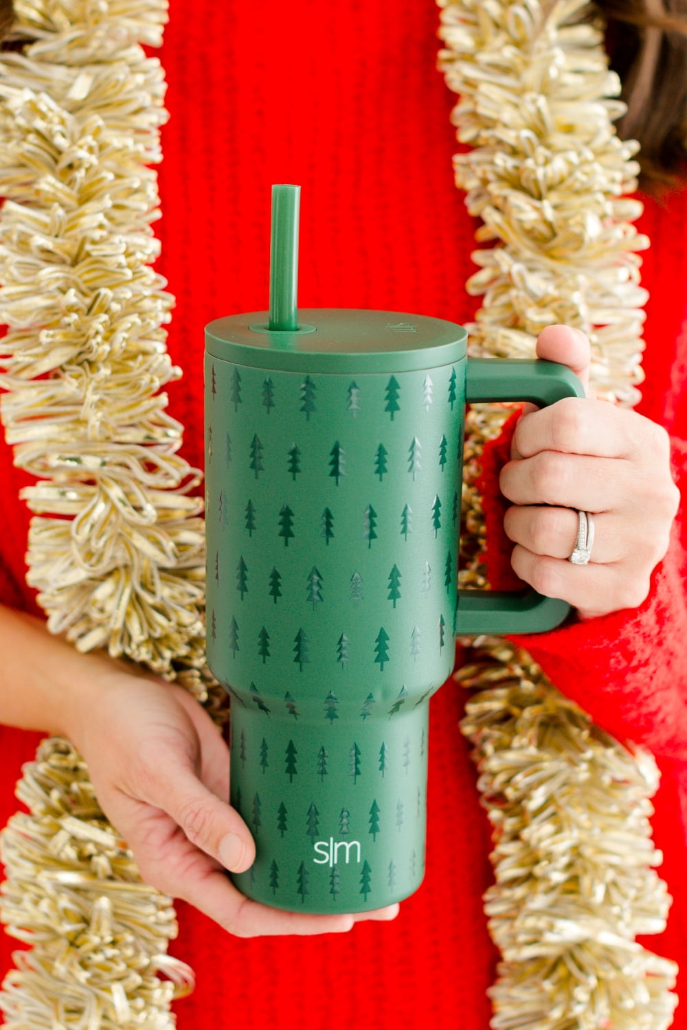 Simple Modern 30 fl oz Insulated Stainless Steel Trek Tumbler with Straw Lid | Seaglass Sage and Cream Checkmate 23VN