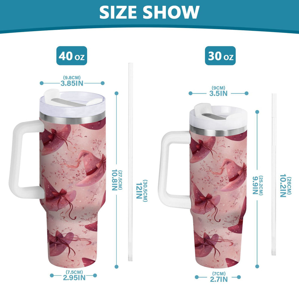 30 oz Insulated Stainless Steel Tumbler Double Wall Stainless Steel Tumbler with 2-Way Drinking Hats with Delicate Bows M2L6