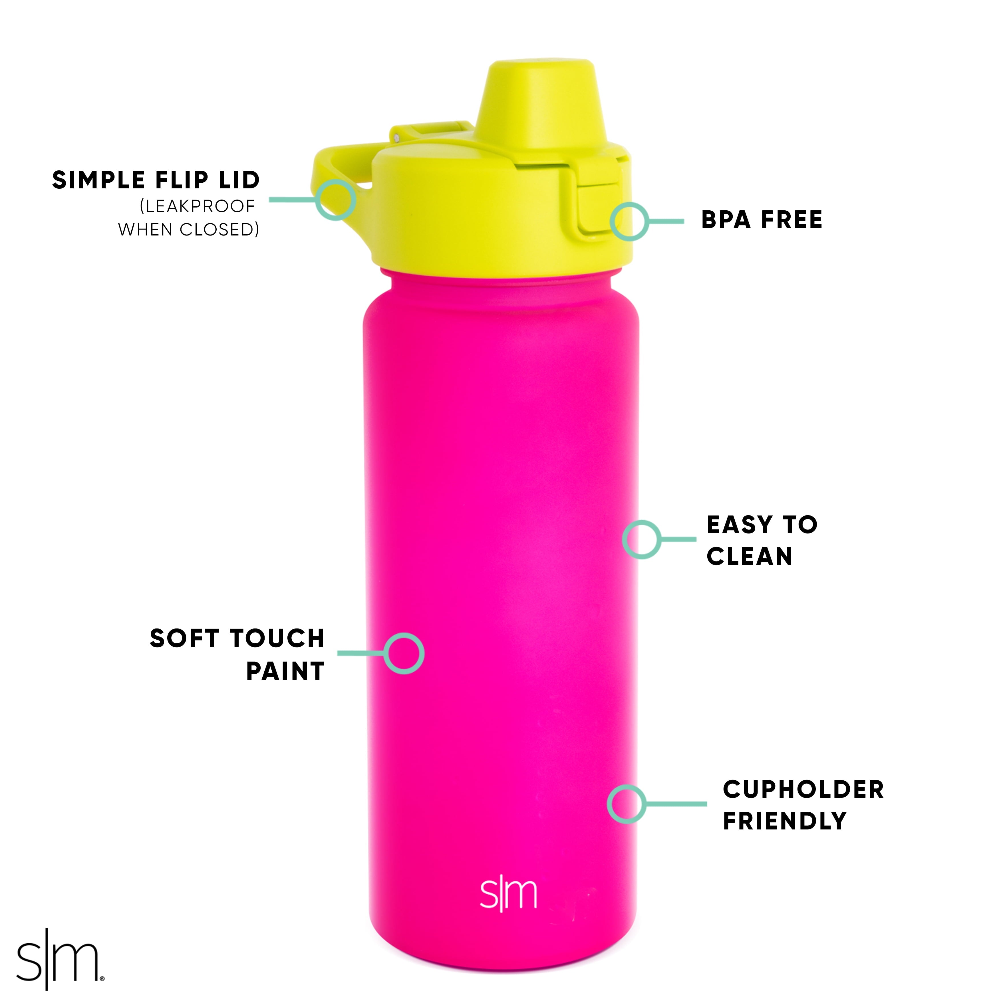 Simple Modern 22 fl oz Reusable Tritan Summit Water Bottle with Silicone Straw Lid|Raspberry Chartreuse 37ZN