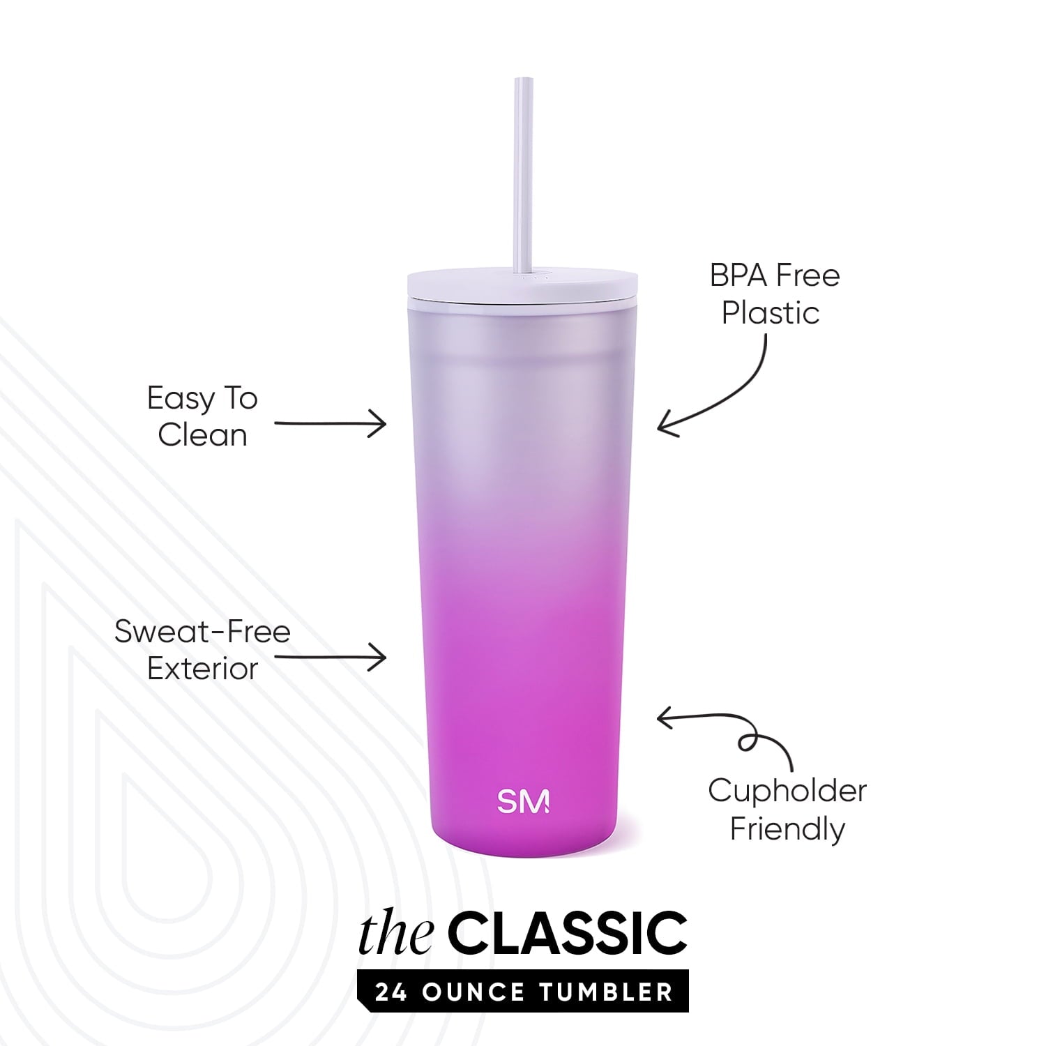 Simple Modern 24 fl oz Double Wall Plastic Classic Tumbler with Straw|Opalescent VADS