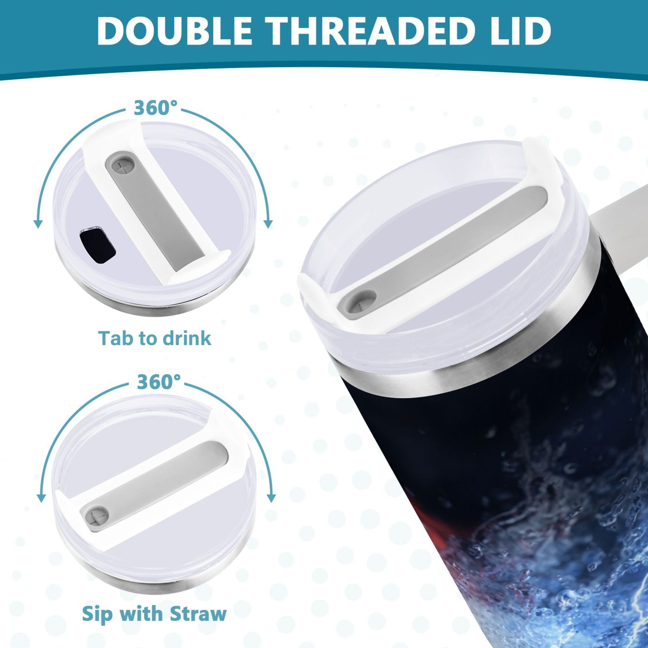 40 oz Insulated Stainless Steel Tumbler Double Wall Stainless Steel Tumbler with 2-Way Drinking Baseball with Water and Fire 7KTT