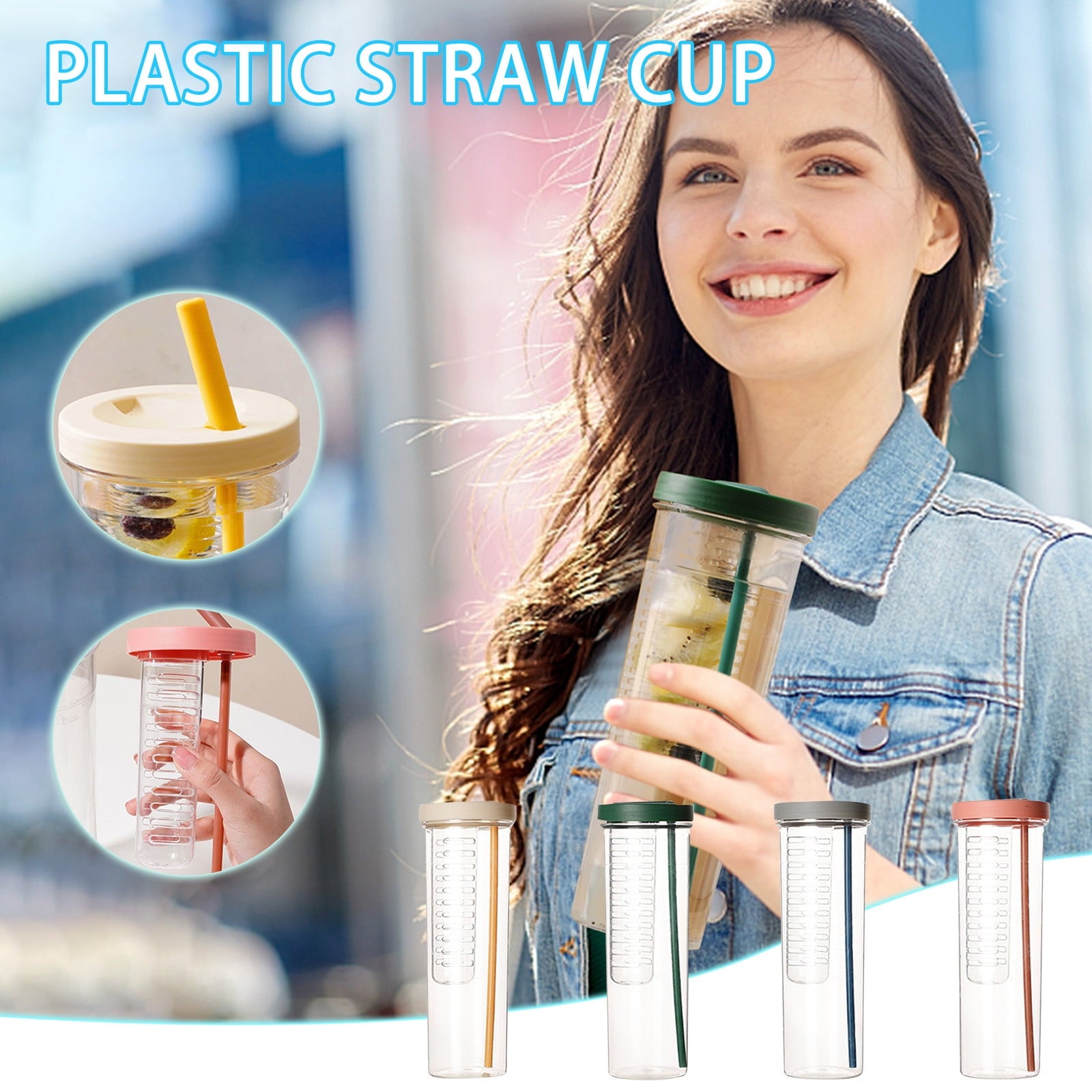 AURIGATE Simple Modern Plastic Tumbler with Lid and Straw Reusable BPA Free Iced Coffee Cups Double Wall Smoothie Cup Gifts for Women Men Him Her Classic Collection 8607