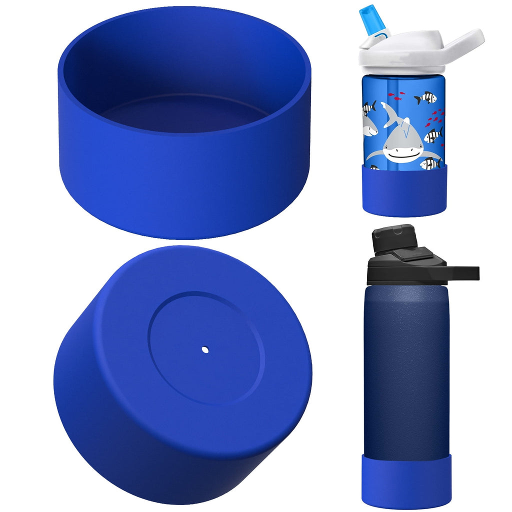 Linkidea 2 Pack Water Bottle Boot Compatible with CamelBak Eddy+20oz/25oz, Chute Mag 20oz/25oz, Carry Cap, Silicone Anti-Slip Bottle Bottom Bumper Protector (Navy Blue) HF8S