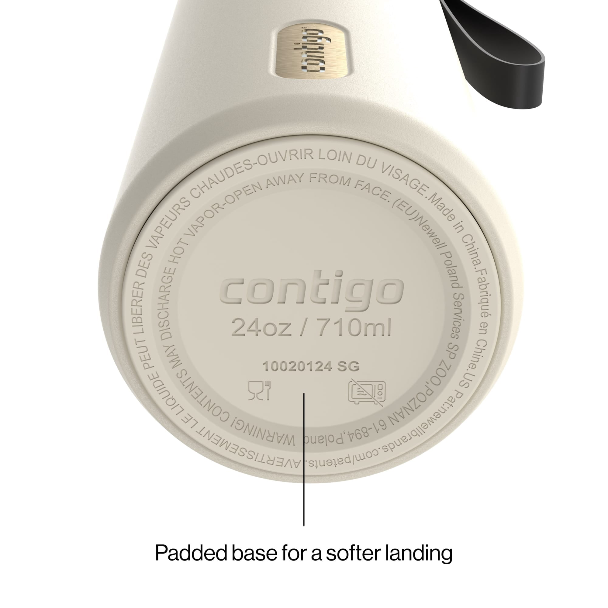 Contigo DualSip Leakproof Stainless Steel Reusable Water Bottle Tumbler with Carrying Strap, Cream/Champagne, 24 oz 92ZB