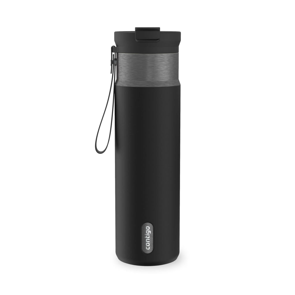Contigo DualSip Leakproof Stainless Steel Reusable Water Bottle Tumbler with Carrying Strap, Cream/Champagne, 24 oz 92ZB