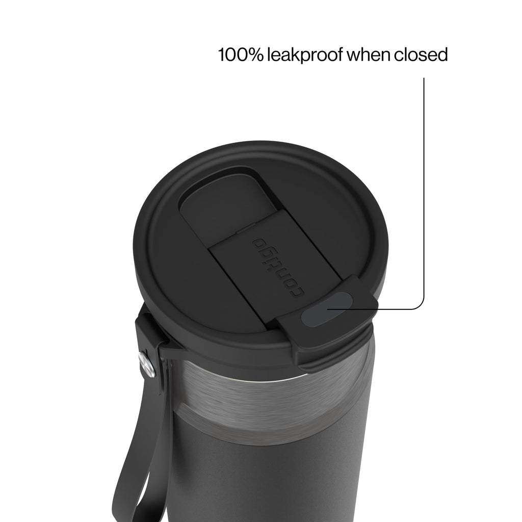 Contigo DualSip Leakproof Stainless Steel Reusable Water Bottle Tumbler with Carrying Strap, Cream/Champagne, 24 oz 92ZB
