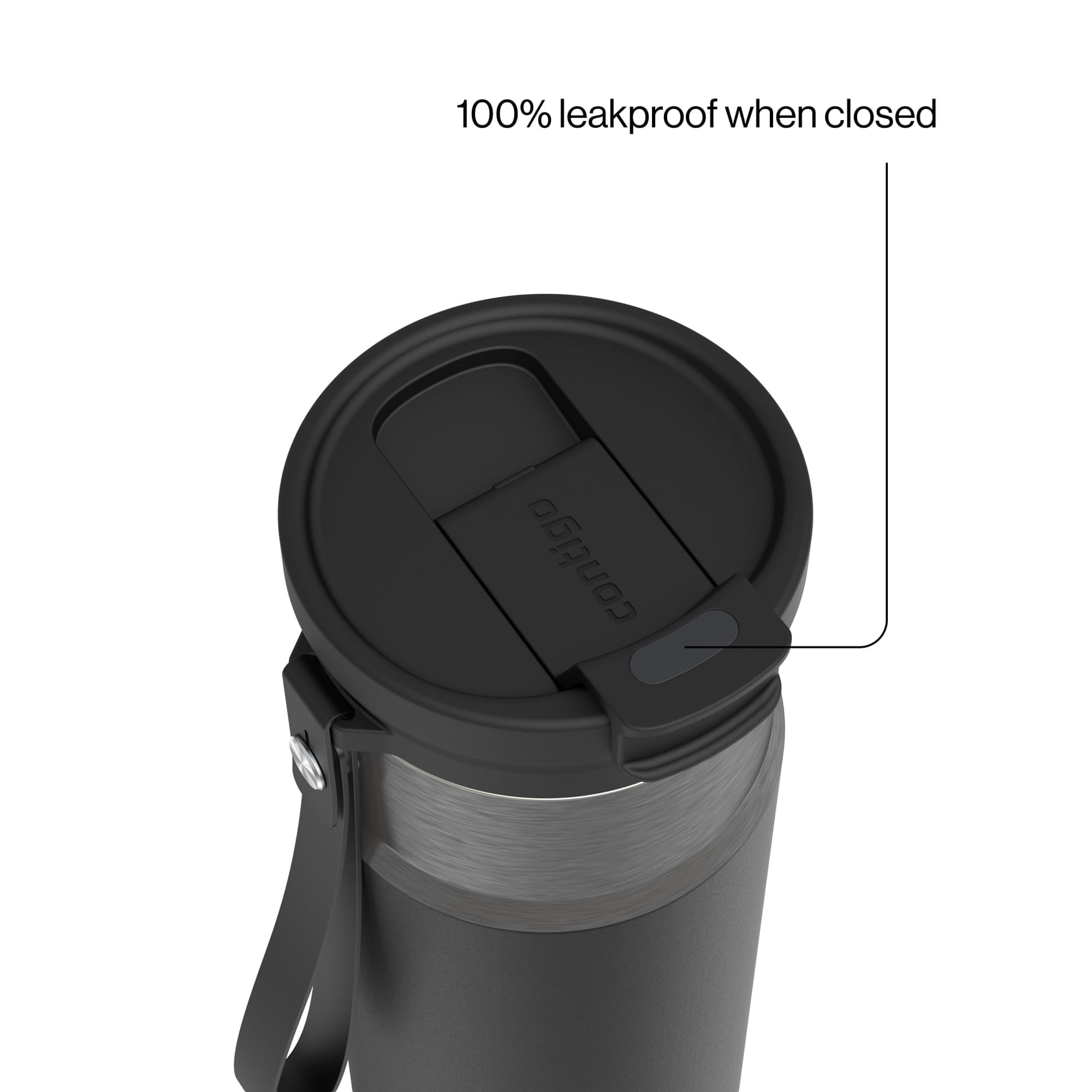 Contigo DualSip Leakproof Stainless Steel Reusable Water Bottle Tumbler with Carrying Strap, Cream/Champagne, 24 oz 92ZB