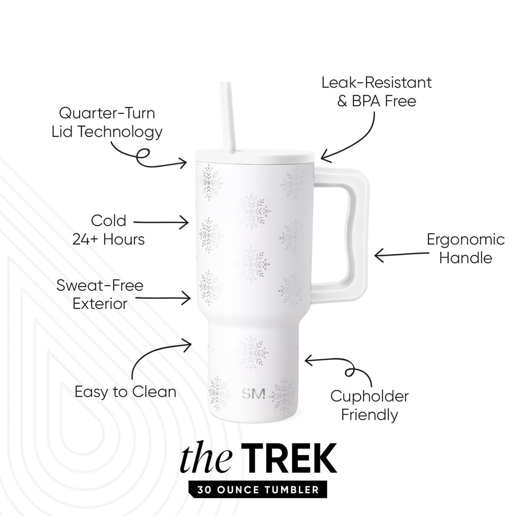 Simple Modern 30 fl oz Insulated Stainless Steel Trek Tumbler with Straw Lid | Seaglass Sage and Cream Checkmate 23VN