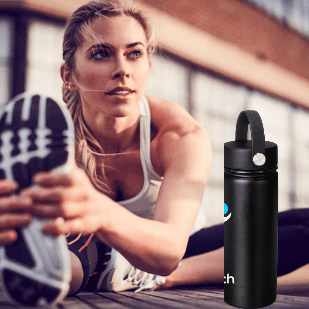 NuRich Sports Water Bottle - 18 Oz, Vacuum Insulated Stainless Steel, Modern Double Walled, Simple Thermo Modern Mug, Hydro Metal Canteen Flask Wide Mouth with Sweat Proof Design for Cold &amp; Hot Temp YIZX