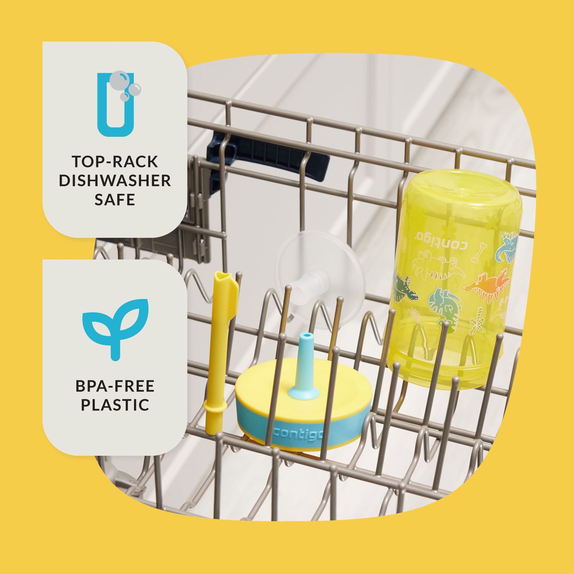 Contigo Kids Leighton Spill-Proof Tumbler with Straw, 14 oz, Yellow 93SA