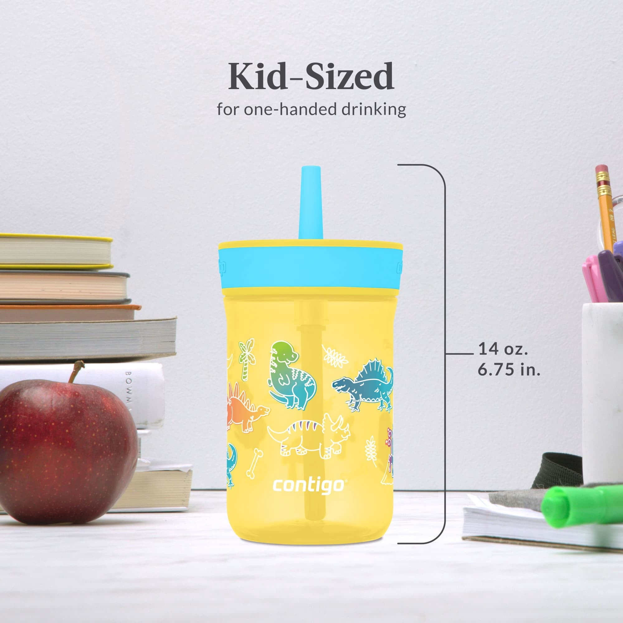 Contigo Kids Leighton Spill-Proof Tumbler with Straw, 14 oz, Yellow 93SA