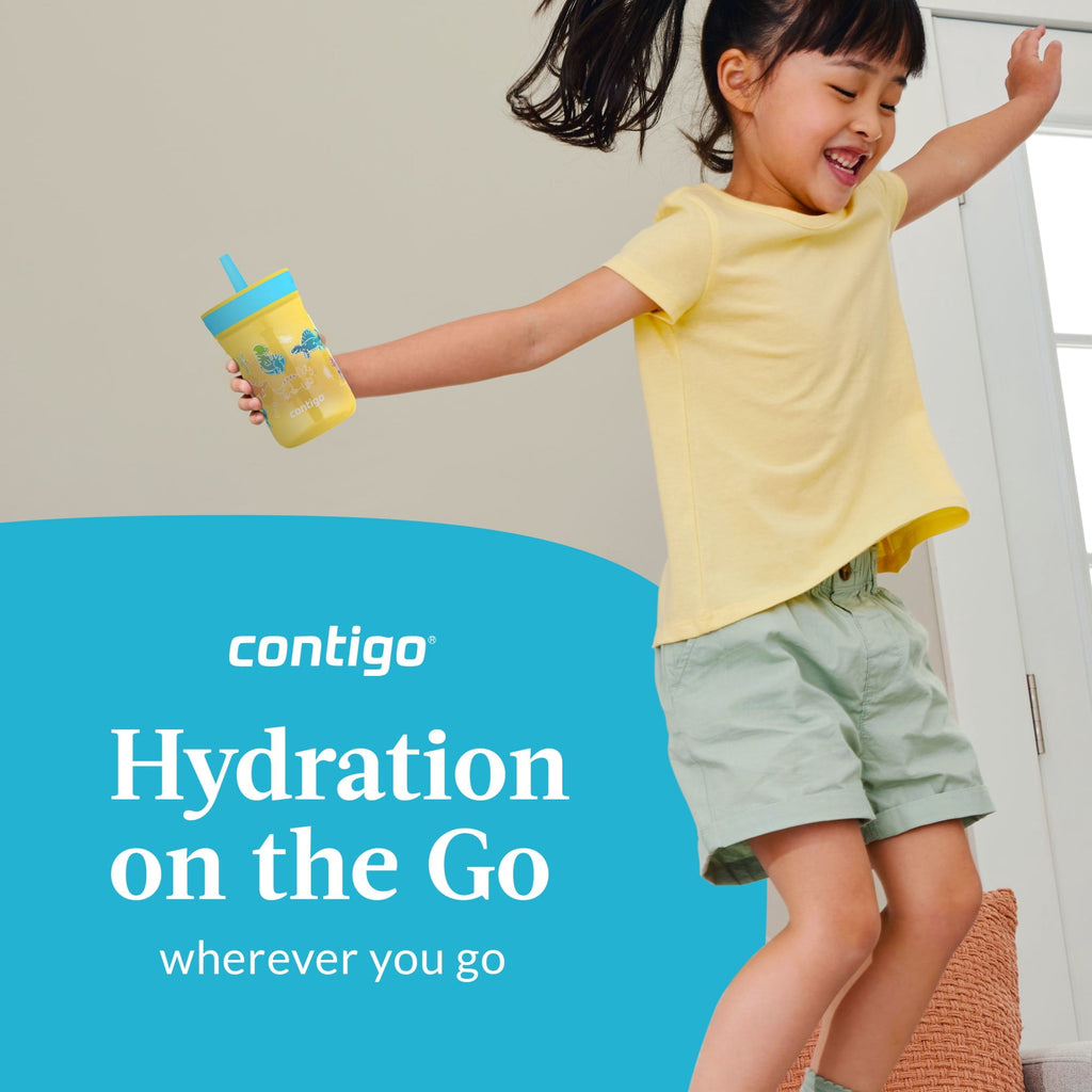 Contigo Kids Leighton Spill-Proof Tumbler with Straw, 14 oz, Yellow 93SA