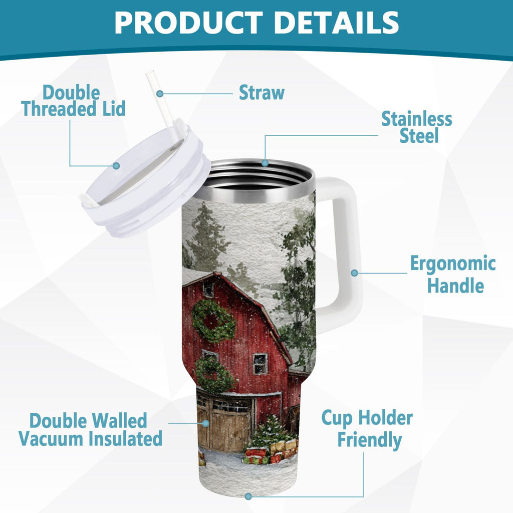 30 oz Insulated Stainless Steel Tumbler Double Wall Stainless Steel Tumbler with 2-Way Drinking Old Red Barn LQXC