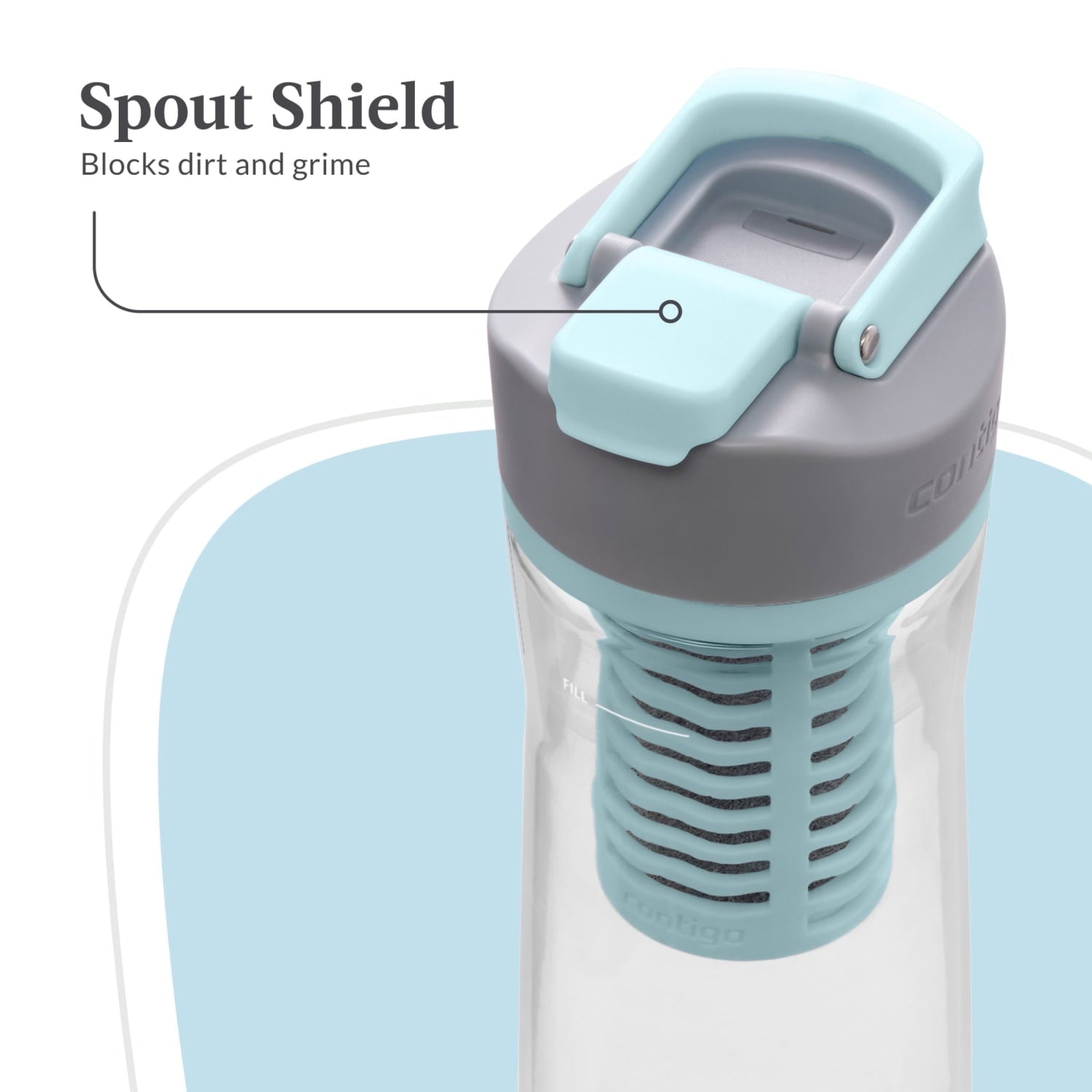 Contigo Clybourn Plastic FreeFlow Filter Water Bottle with AUTOSEAL Lid 24 oz., Salt, with Replacable Filter RGGA