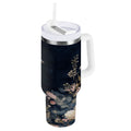 30 oz Insulated Stainless Steel Tumbler Double Wall Stainless Steel Tumbler with 2-Way Drinking Watercolor Vintage Blue Bird SLSY