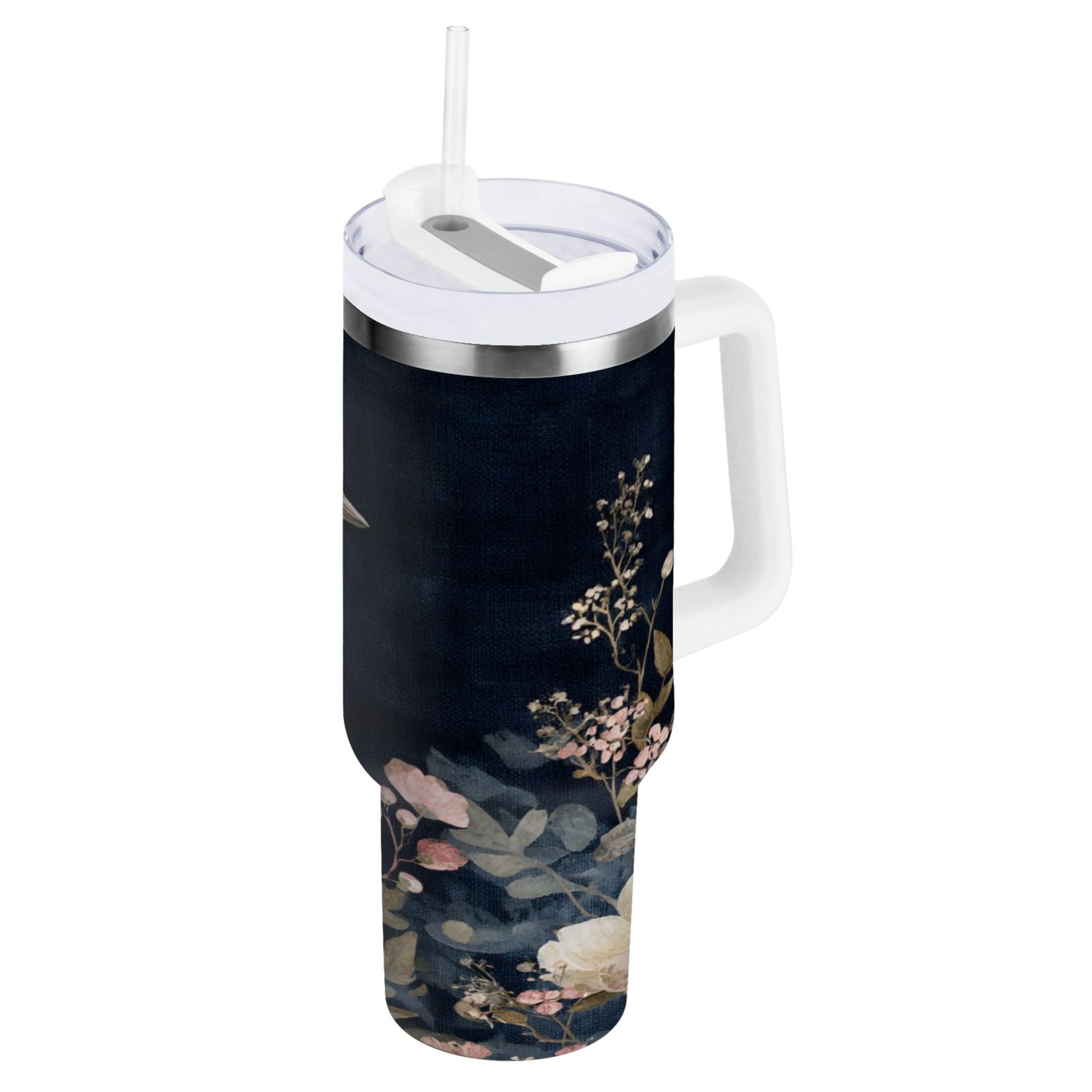 30 oz Insulated Stainless Steel Tumbler Double Wall Stainless Steel Tumbler with 2-Way Drinking Watercolor Vintage Blue Bird SLSY