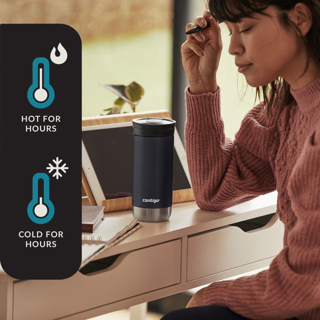 Contigo 16 oz. Huron 2.0 SnapSeal Stainless Steel Travel Mug - Licorice 3QYQ